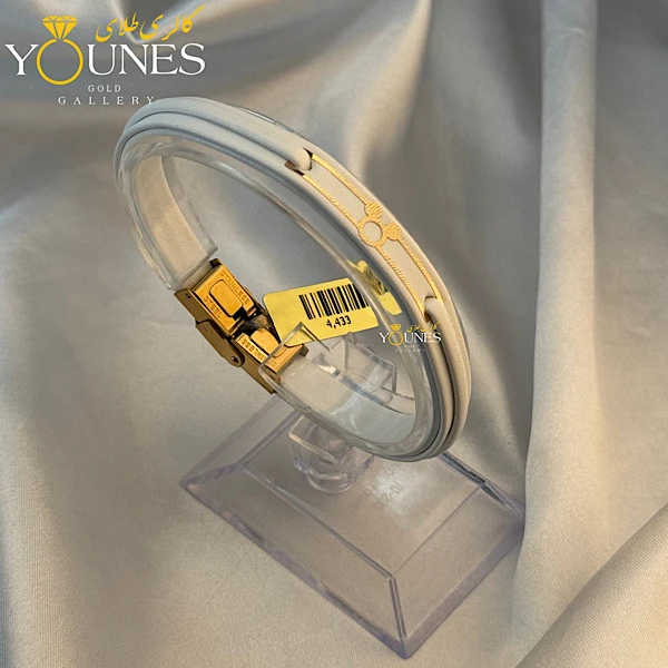 دستبند طلا چرم زنانه سفید